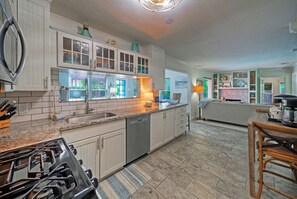 Fridge, microwave, oven, stovetop - The Koi Marlin | Port A Home w/ Pool, Pond, Grill & Near Beach + Marinas (Port Aransas)