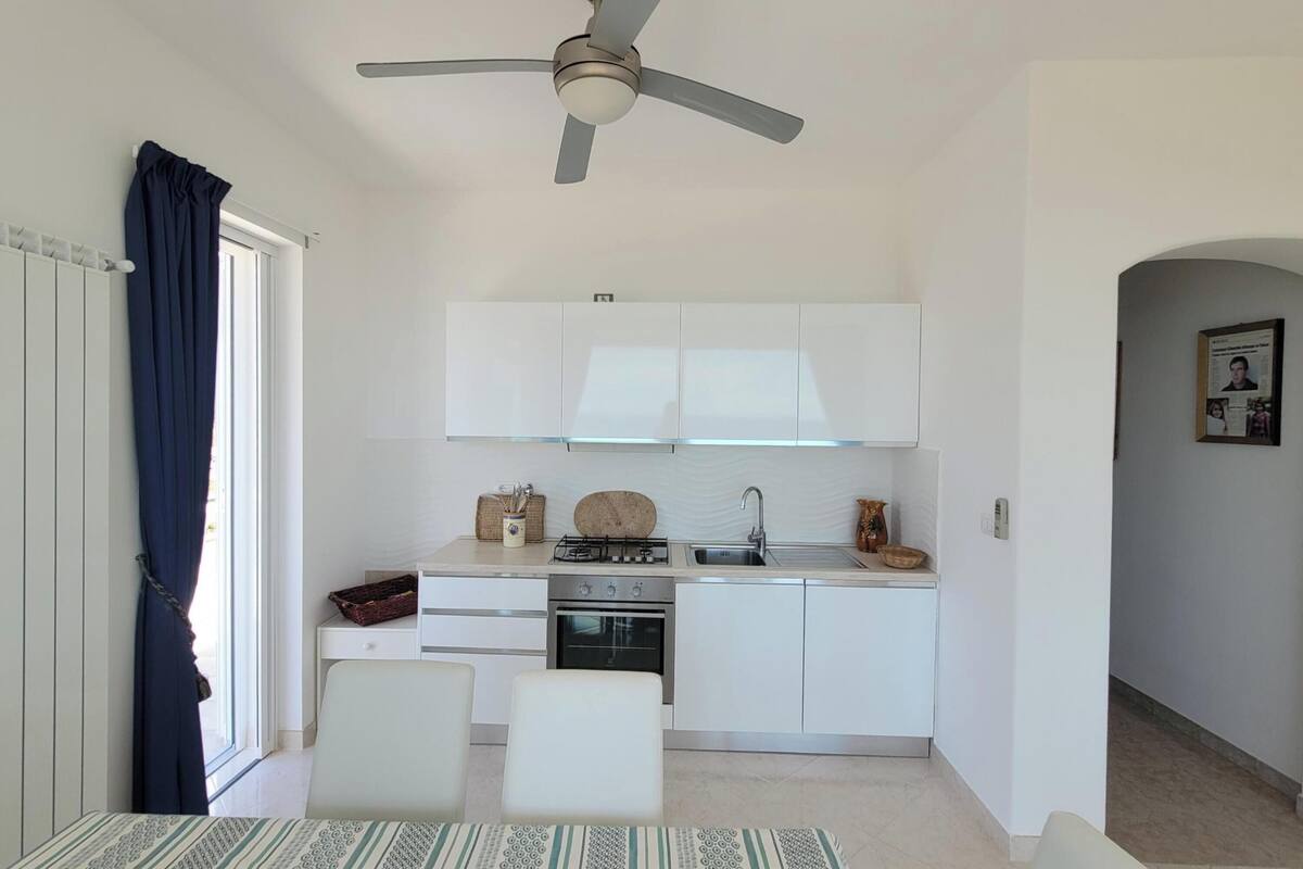 Familieleilighet, flere soverom, 2 bad, sjøvendt (Felloniche Apartment Sea View) | Eget kjøkken | Kjøleskap, ovn, kokeplater og kaffetrakter/tekoker