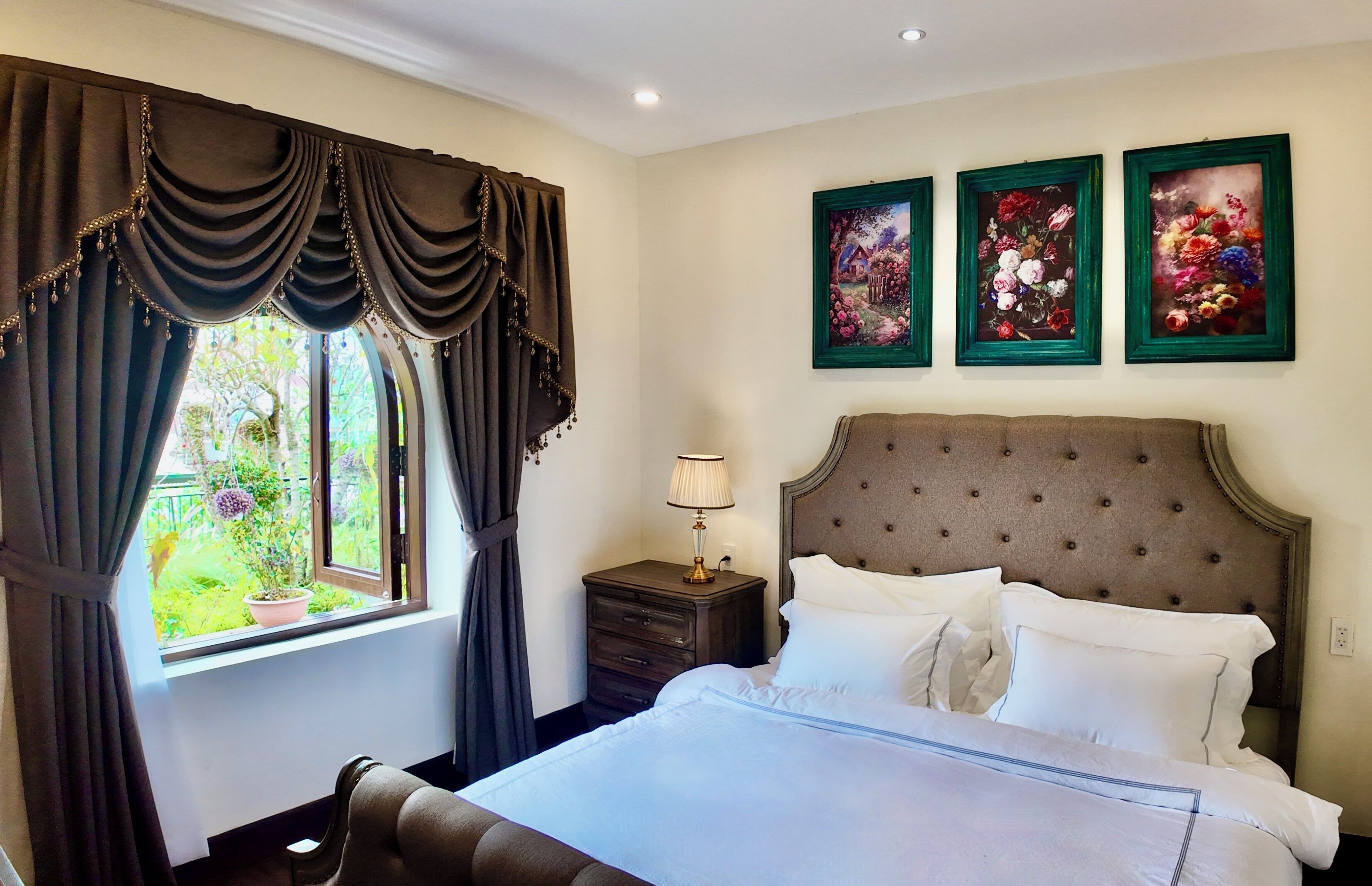 Premium bedding, blackout curtains, free WiFi, bed sheets