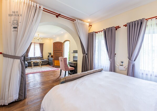 家庭房, 花园景观 | 高档床上用品、隔音、免费 WiFi、床单