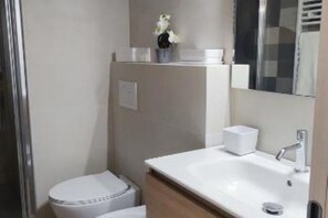 Dusche, Haartrockner, Bidet, Handtücher