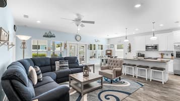 House, Pool View | Living area | 65-inch Smart TV with digital channels, Netflix, Hulu