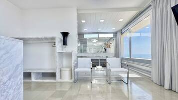 Luxury Villa, Sea View | In-room safe, desk, laptop workspace, blackout drapes