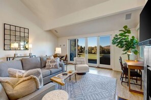 Smart TV, fireplace, stereo