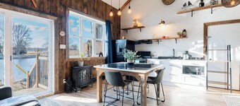 Le Héron Eco-Rustic Chalet with Waterfront Terrace and Spa