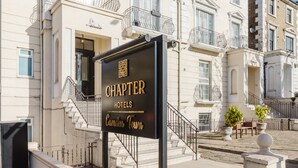 A hotel sign with 'CHAPTER HOTELS' and 'Camden Town' written on it. - Camden Road Hotel     (London)