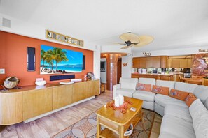 Condo, Multiple Beds (Rare walkout unit with private stairc) | Living area - Rare Walkout Unit With Private Staircase to Pool/beach (Marco Island)