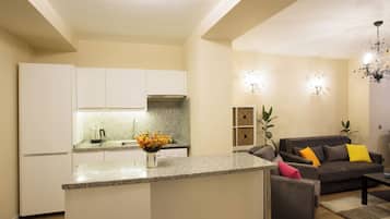 Căn hộ, 2 phòng ngủ, không hút thuốc, bếp | Bếp riêng | Tủ lạnh nhỏ, ấm điện, ghế cao cho trẻ em