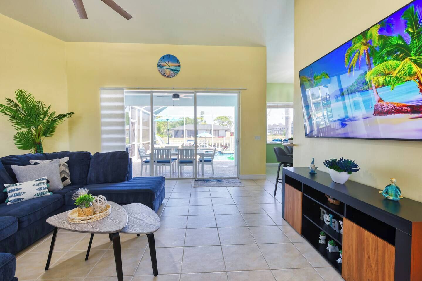 TV, table football, stereo