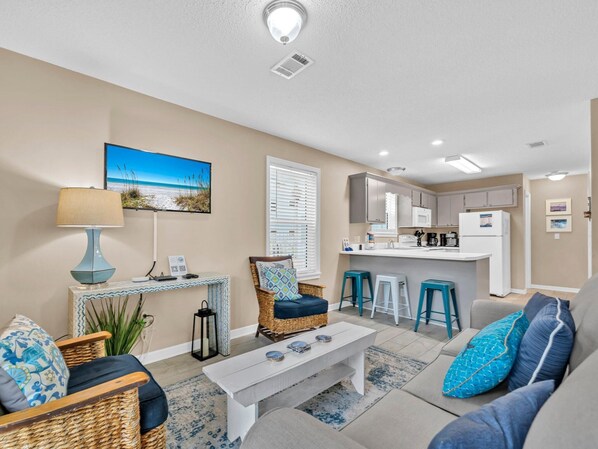 Condo, 1 King Bed with Sofa bed (Beachside Villas 1211) | Living area | TV