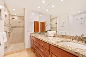 Shower, designer toiletries