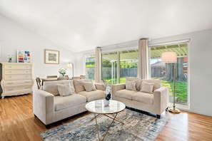 House, Multiple Beds, Patio, Garden View (303 Duarte) | Living area | TV, fireplace - Cozy Family Retreat With Fireplace & Spacious Yard (Duarte)