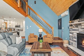 Smart TV, fireplace, video games, books