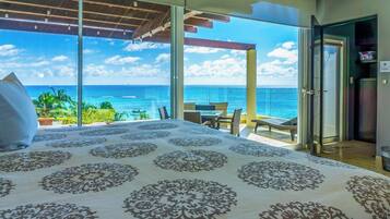 Penthouse de lujo, vista al océano | Ropa de cama de alta calidad y caja de seguridad en la habitación