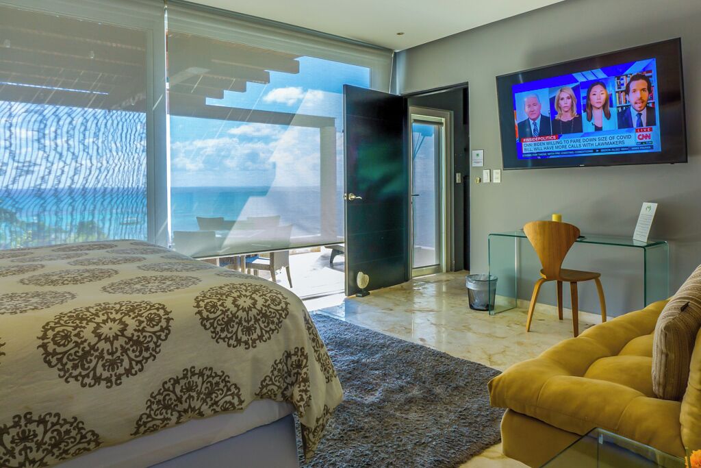 Penthouse de lujo, vista al océano | Ropa de cama de alta calidad y caja de seguridad en la habitación 