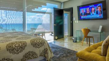 Penthouse de lujo, vista al océano | Ropa de cama de alta calidad y caja de seguridad en la habitación