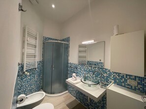 Dusche, Haartrockner, Bidet, Handtücher