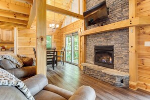 TV, fireplace, video games