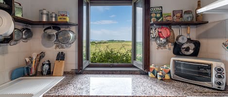 Fridge, oven, stovetop, coffee/tea maker