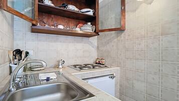 Fridge, stovetop, cookware/dishes/utensils