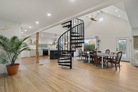 Dining. Spacious Retreat: Near GVL & AVL, Luxe Touches