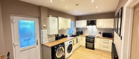 Fridge, microwave, oven, toaster