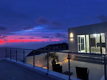 Terrace/patio. Zafira Luxe 1-bedroom villa with sauna, steam, sunset views, AC, WIFI in Tortola