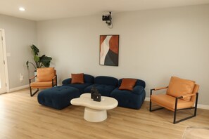 TV, fireplace - Chic Coastal Villa | Pool, Spa & Beach Nearby 6 mi (Long Beach)