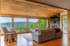 TV connectée, cheminée, lecteur de DVD