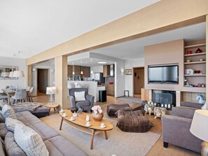 TV, fireplace