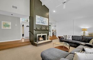 Smart TV, fireplace, video games, table football