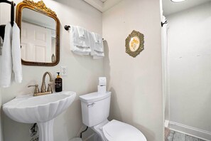 Shower, hair dryer, shampoo - Desoto Cottage Hot Tub & Breakfast Treats (Lookout Mountain)