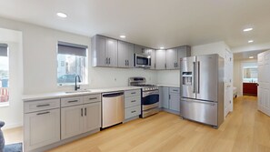 Fridge, microwave, oven