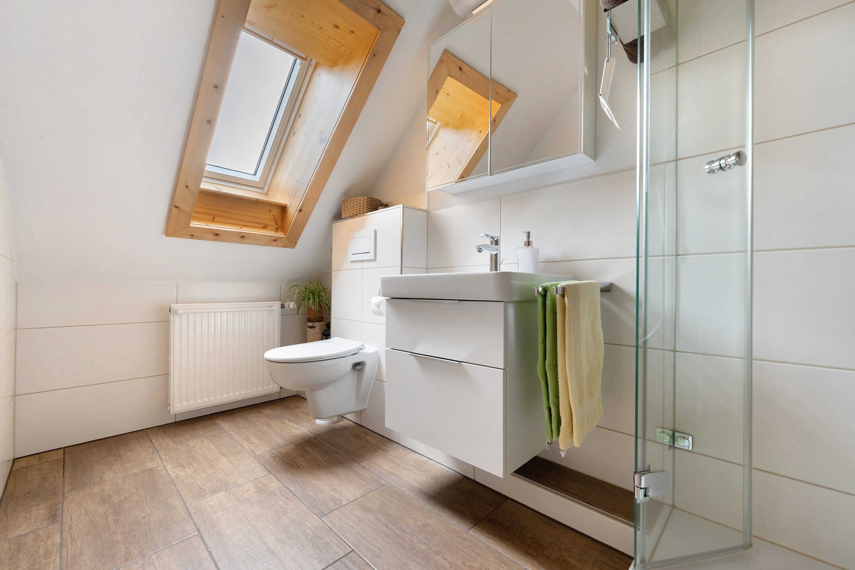 Douche, serviettes fournies