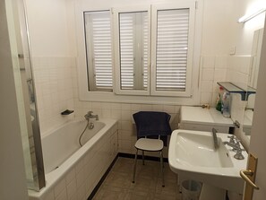 Shower, hair dryer, bidet, toilet paper