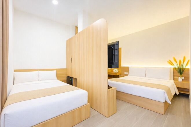 Luxe beddengoed, een bureau, geluiddichte muren, gratis wifi