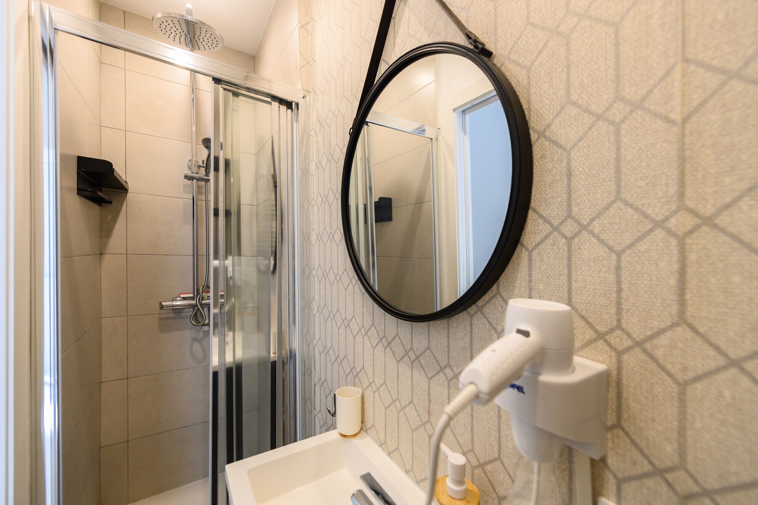 Shower, hair dryer