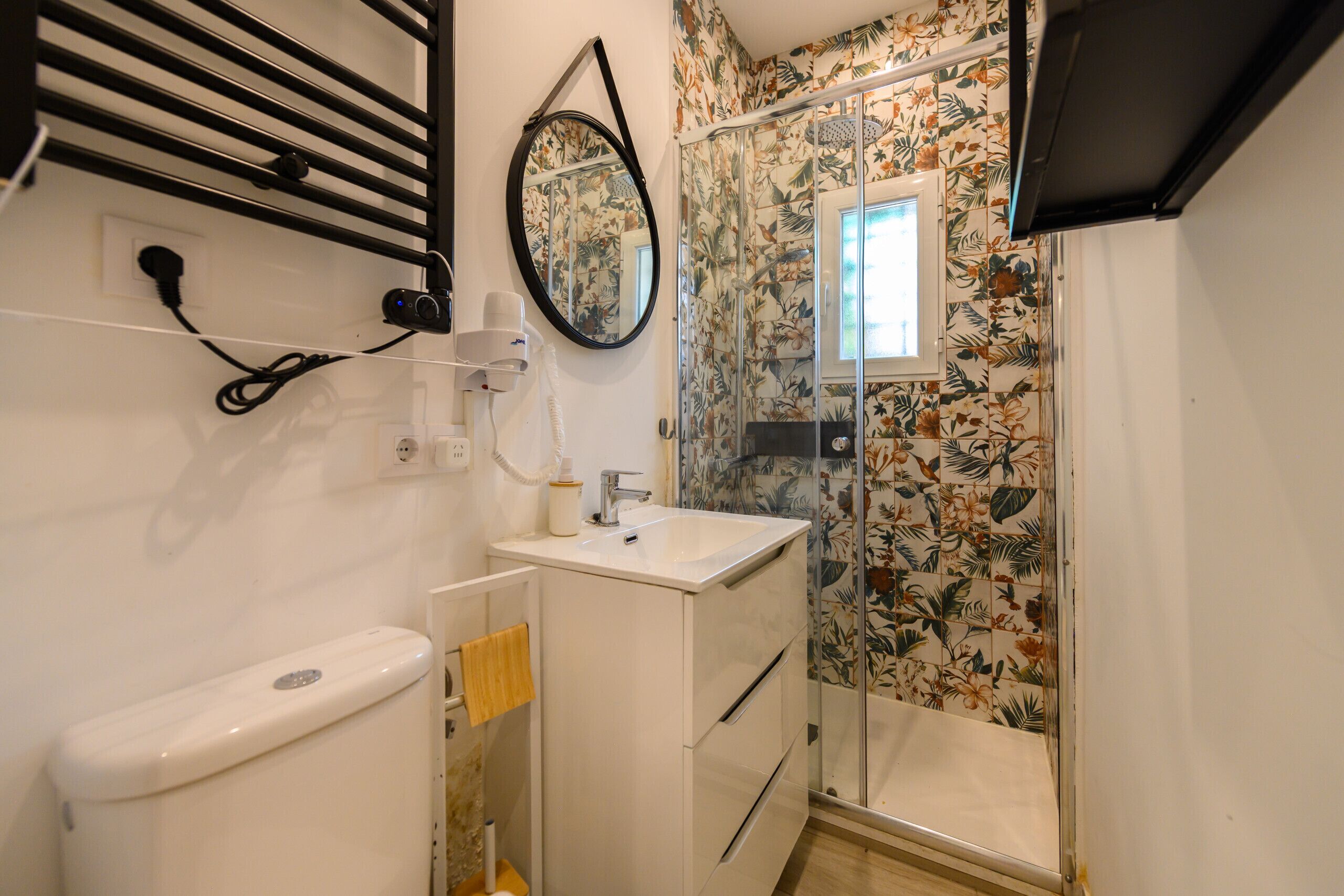 Shower, hair dryer