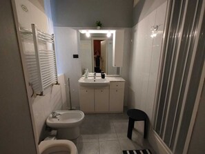 Dusche, Haartrockner, Bidet, Handtücher