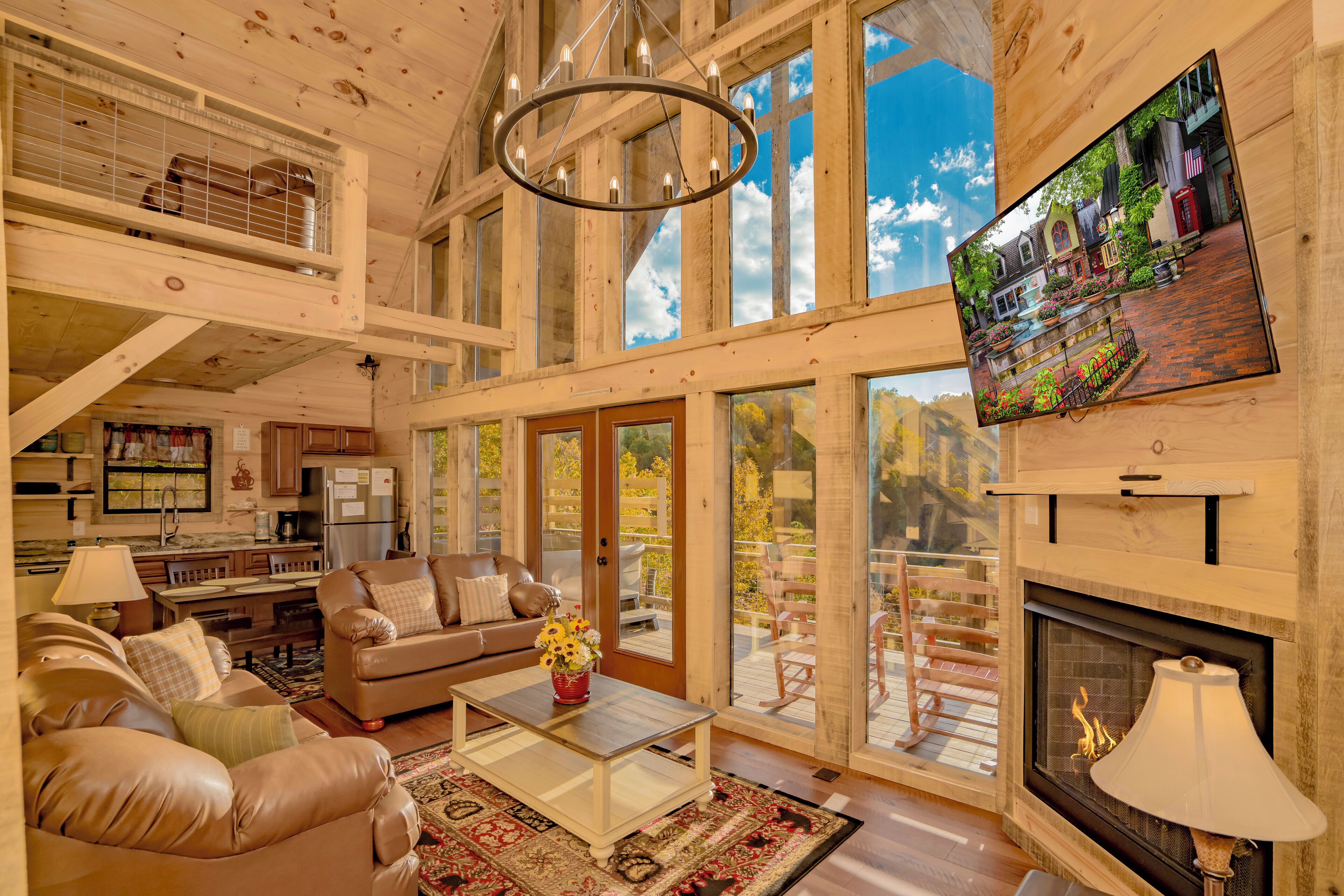 TV, fireplace, video games, table football