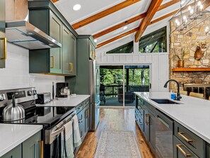 Fridge, microwave, coffee/tea maker, toaster