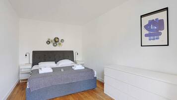1 bedroom, laptop workspace, iron/ironing board, bed sheets