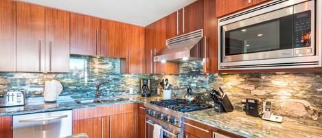 Fridge, microwave, oven, dishwasher