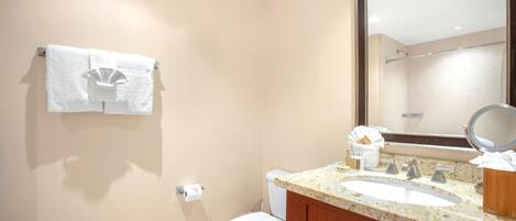 Douche, séchoir à cheveux, serviettes fournies