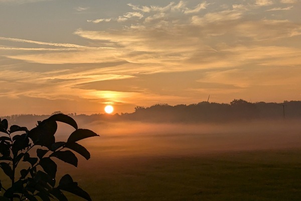 Sonnenaufgang vor dem Haus