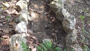 A stone structure in a forested area. - Deer Creek @B Berry Farms (Elkland)