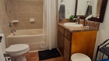 Hair dryer, towels, toilet paper