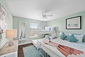 4 bedrooms, desk, iron/ironing board, travel cot