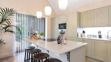 Dishwasher, high chair, cookware/dishes/utensils