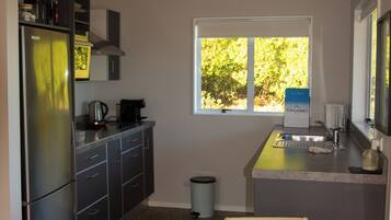 Microwave, oven, stovetop, coffee/tea maker